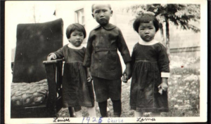 An old photograph of three children in Bankhead