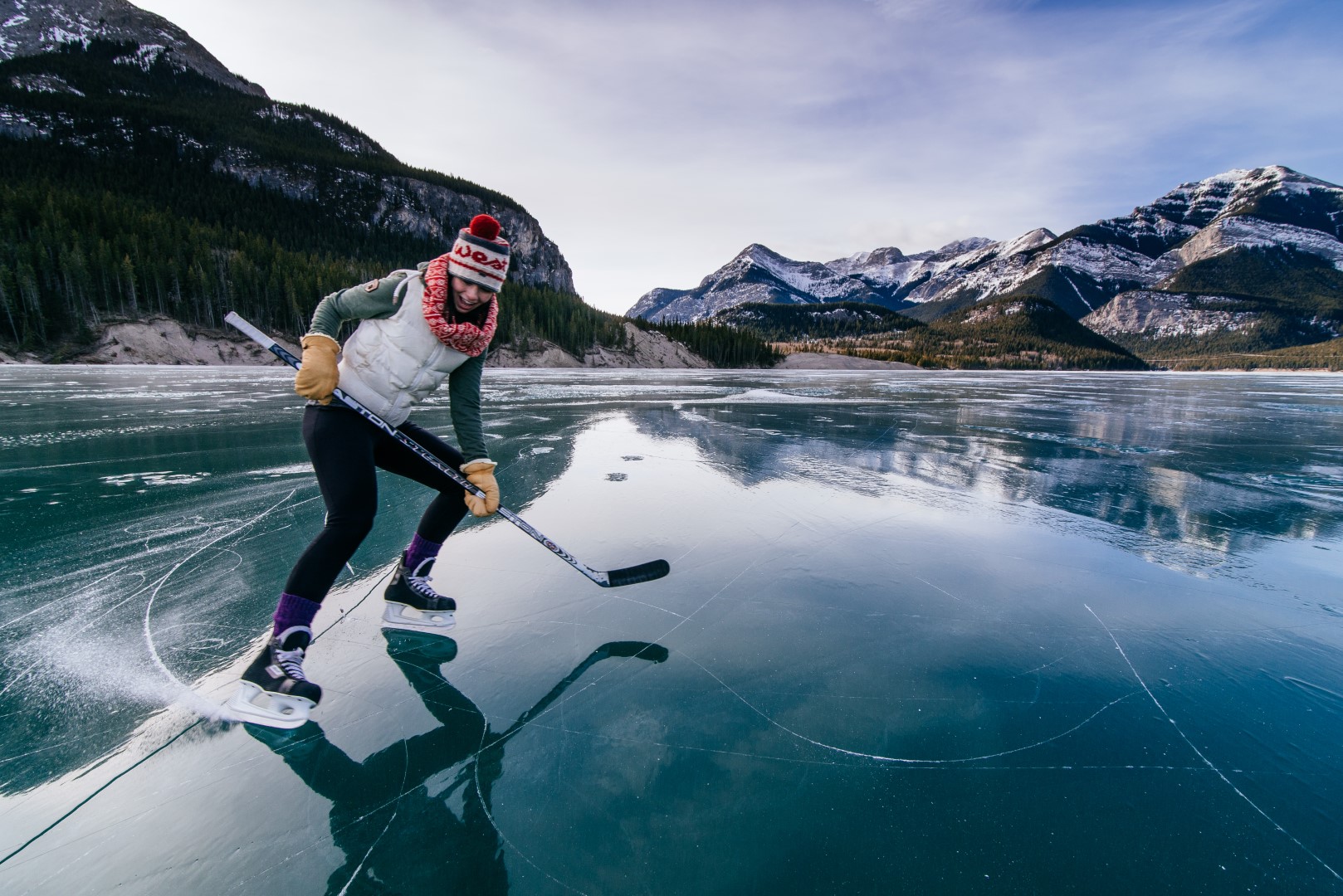 Gliding on the Frozen Lakes in the Heart of the Rockies